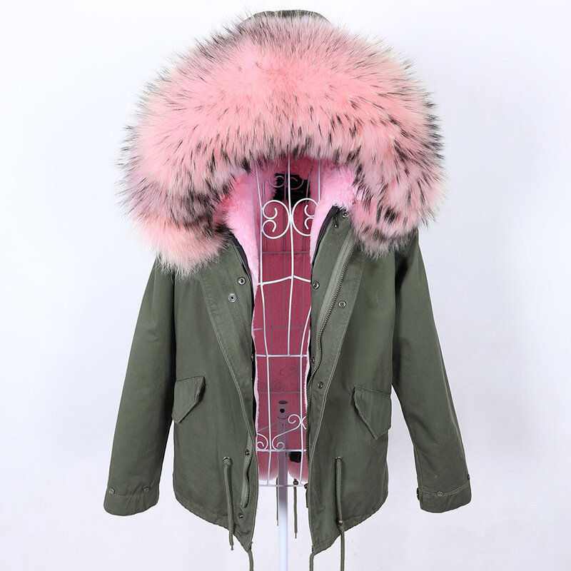 Maomaokong-parka con Cuello de piel de mapache Natural para mujer, chaqueta cálida con capucha de piel de zorro, abrigo de invierno, 2022