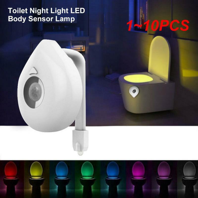 1 ~ 10PCS luce notturna per WC sensore di movimento PIR 8 colori water retroilluminazione sensore di movimento luce notturna sensore WC luce bagno
