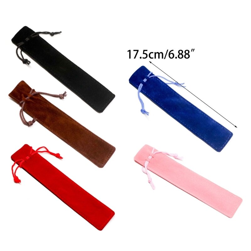 กระเป๋าใส่ปากกากำมะหยี่ ซองใส่ปากกาเดี่ยวพร้อมกระเป๋าดินสอขนาดเล็กแบบมีเชือกรูด D5QC