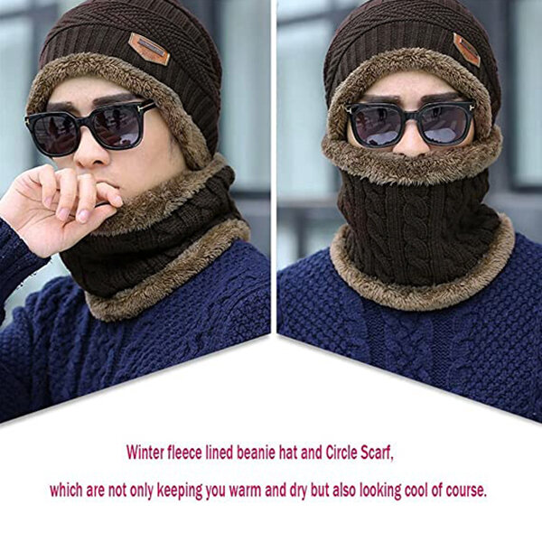 Зимний теплый товар, набор перчаток унисекс, зимняя теплая вязаная шапка бини, шейные перчатки для мужчин и женщин