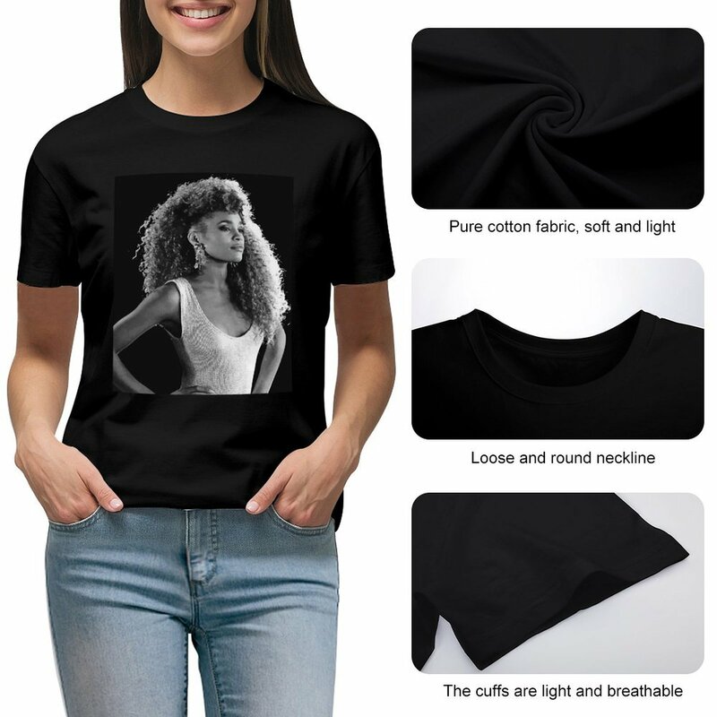 Whitney Houston Bedrukt T-Shirt Koreaanse Mode Tops Dames Grafische T-Shirts