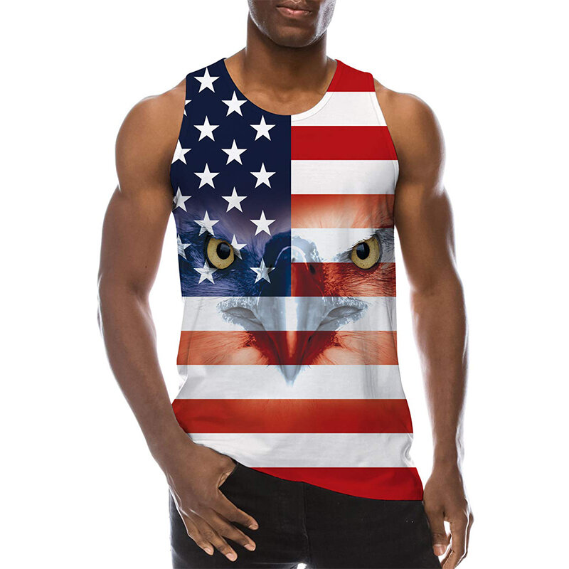 Майка с рисунком американского Орла и флага, одежда для спортзала, уличная одежда с 3D принтом, жилет для баскетбола, быстросохнущая футболка без рукавов, топы