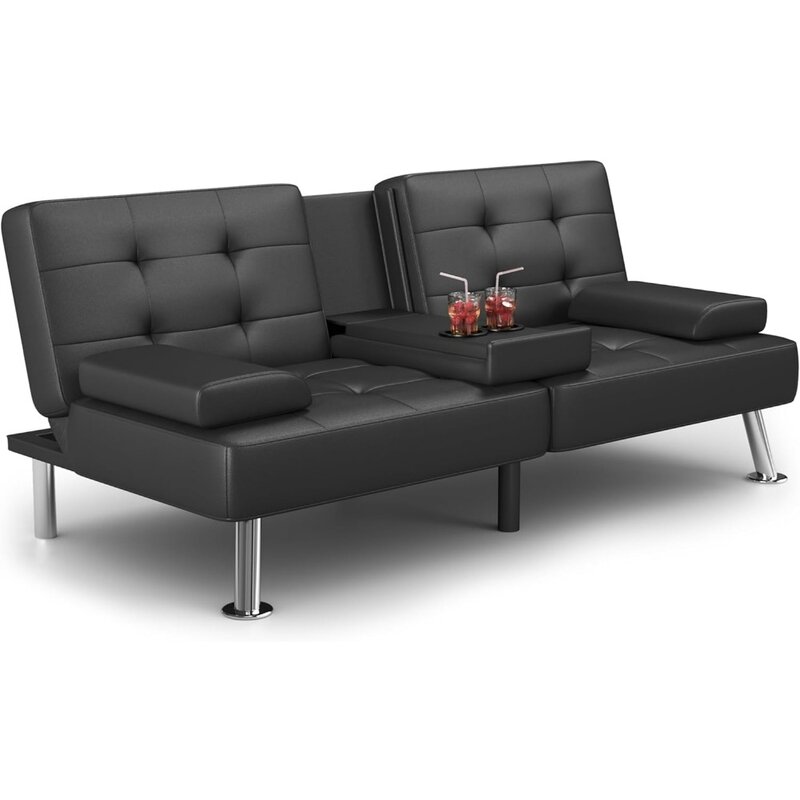 Canapé convertible en similicuir avec accoudoir, futon pliant, meubles de maison inclinables, canapés de salon modernes