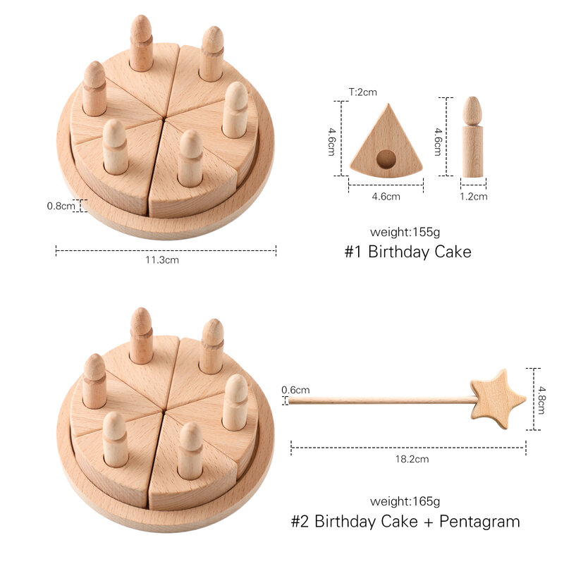 Let 'S Make เด็กจำลองเค้กวันเกิดไม้ Toy Beech พาเลทอาหารตัดเค้ก Montessori ของเล่นสำหรับเด็ก