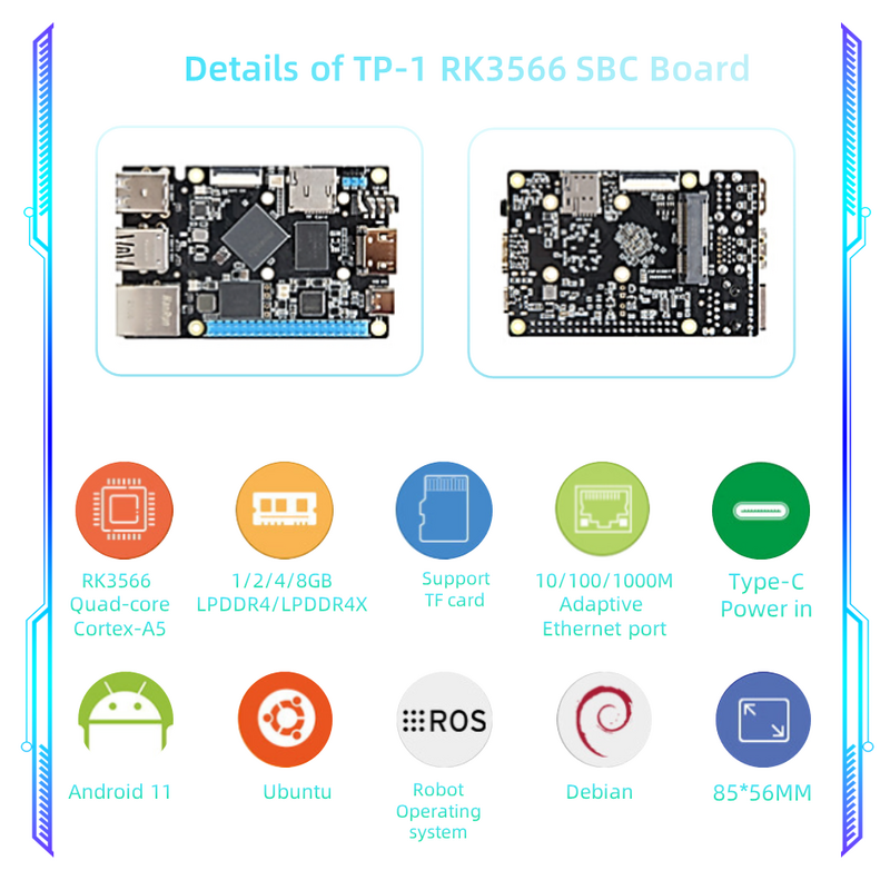 RK3566 komputer pokładowy płyta główna AI pamięć Flash 4GB 32GB Iot Linux Android PCBA do projektowania i rozwijania