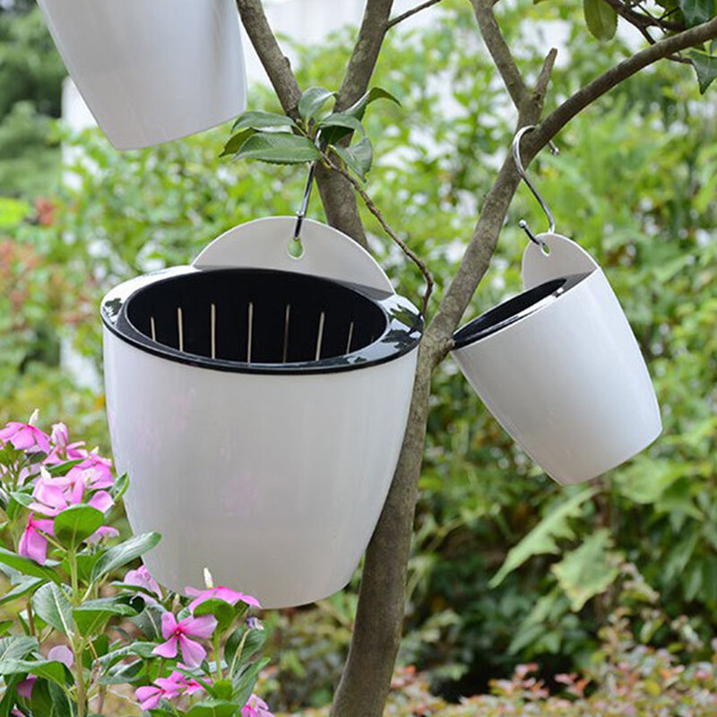Pot bunga dinding, perlengkapan taman penyiram sendiri dengan tali katun penyerap air otomatis