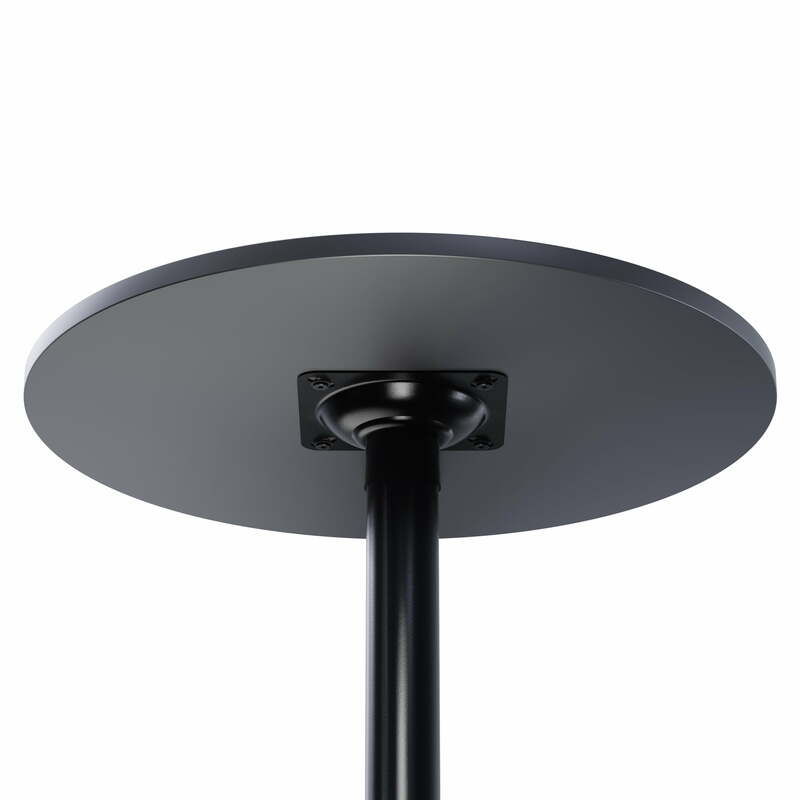โต๊ะผับทรงกลมพร้อมไม้ MDF โต๊ะบาร์ด้านบนสำหรับห้องครัวบิสโทรโต๊ะค็อกเทลรับประทานอาหารสูงสีดำ