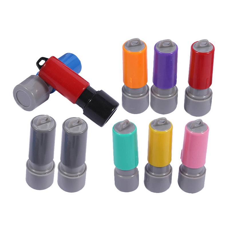 10 buah alat pembuat kotak tinta Mini, segel bulat plastik