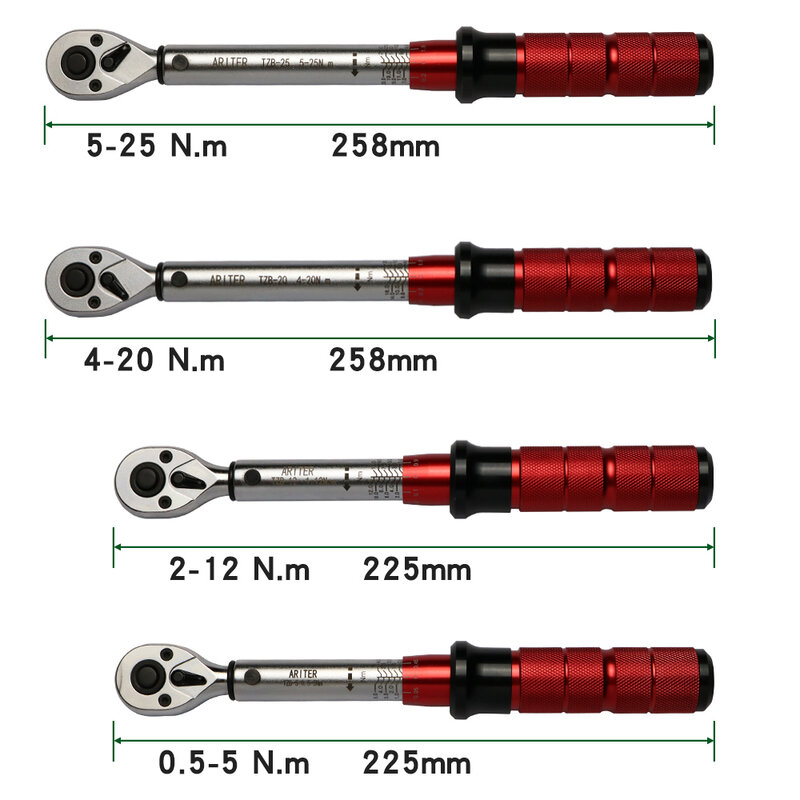 1/4'' Square Drive Torque Wrench Set 0.5-25N.m for Bike Bicycle Repair with 33PC screwdriver bit