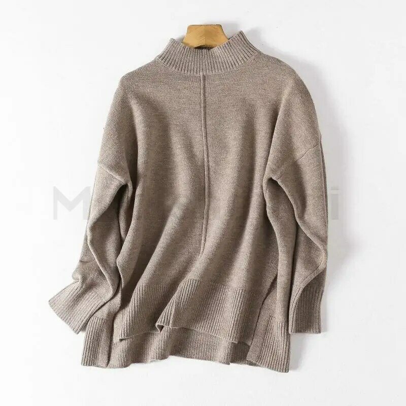 Modishdutti 2024 женский свободный модный теплый вязаный свитер, Женский Однотонный пуловер с длинным рукавом, Женский свитшот