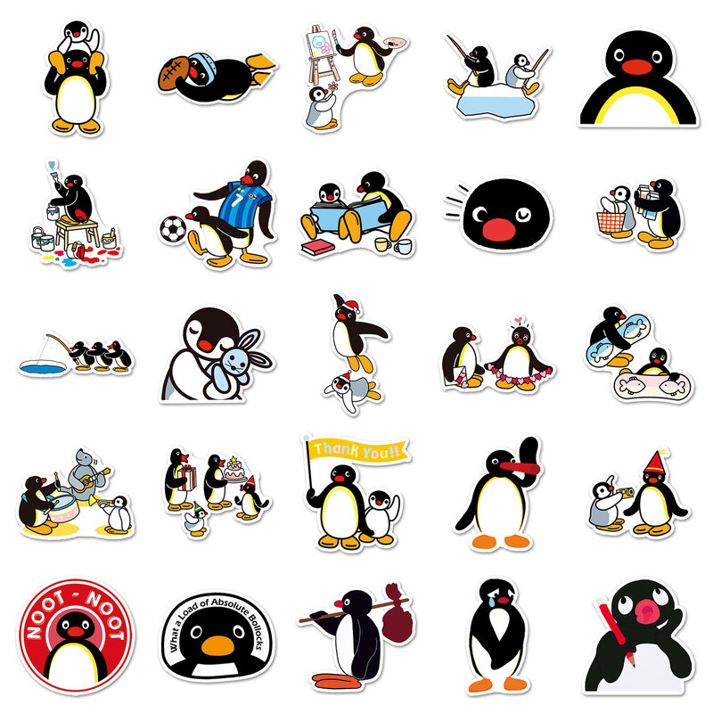 Pegatinas de dibujos animados de la serie Penguin, adhesivos de grafiti para cascos de ordenador portátil, decoración de escritorio, Juguetes DIY, venta al por mayor, 50 piezas