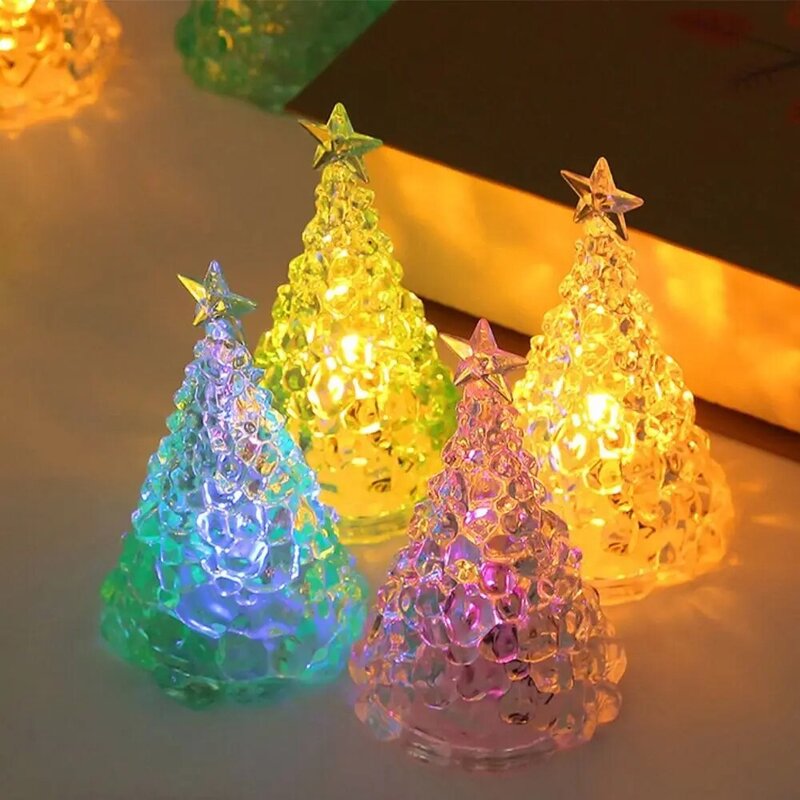 Christmas Tree LED Candle Lights Luminous Crystal Lights Lamp Christmas Ornament Decoration Pendant Home Party  Kid Toy Gifts