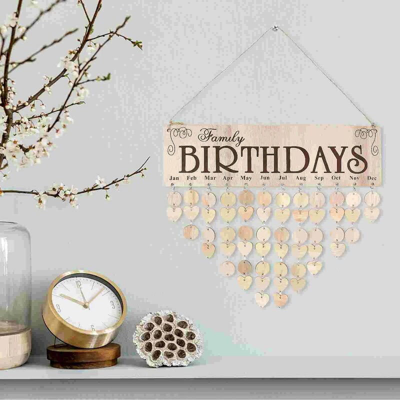 Etiquetas de regalo de recordatorio de pared colgante de tablero familiar de madera para cumpleaños, decoración del hogar, etiquetas, bloque de Adviento para el hogar