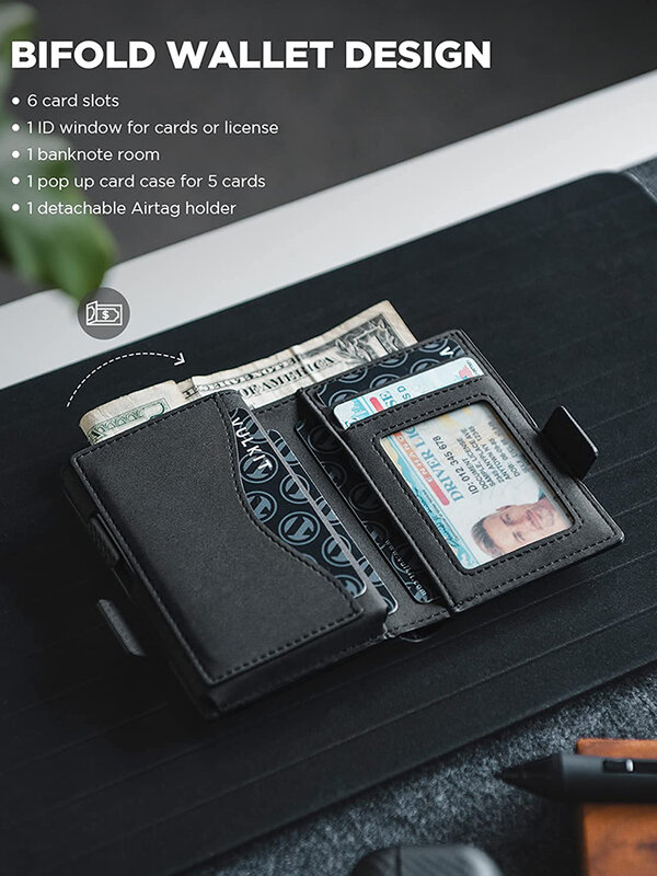 Wallet for Men Slim Aluminum Credit Card Holder RFID Blocking Minimalist Air Tag Wallet