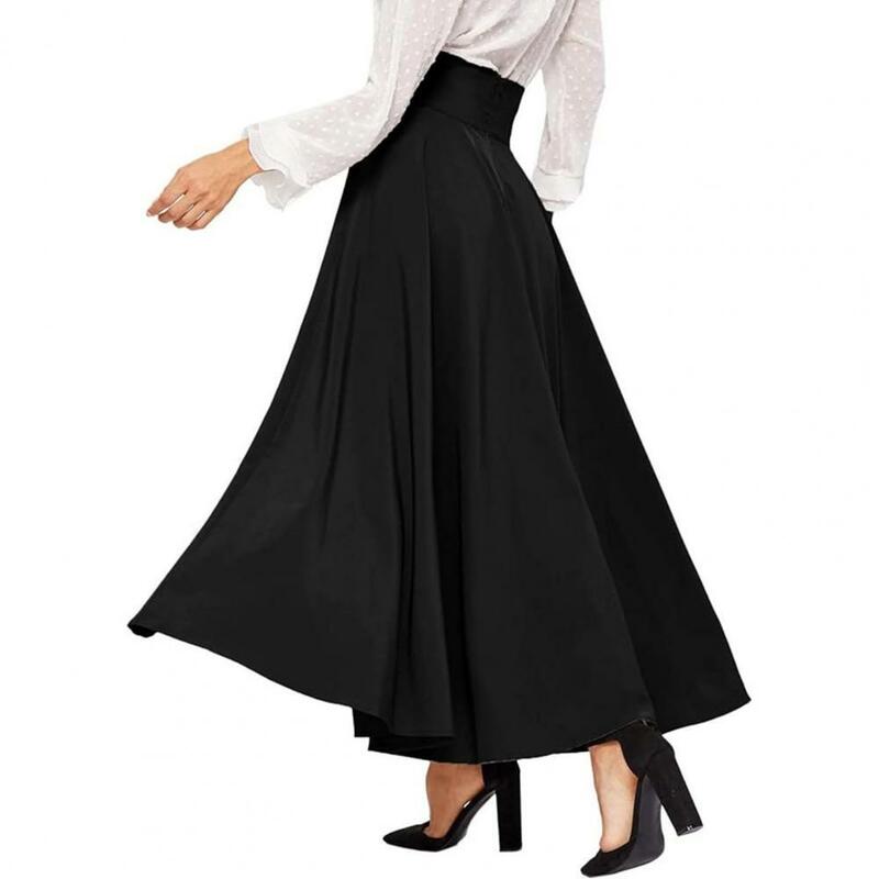 Kobiety długa spódnica sznurowane z wysokim stanem duża spódnica typu Swing linii A do kostek luźna na wiosnę spódnica letnia w stylu dojazdów do pracy