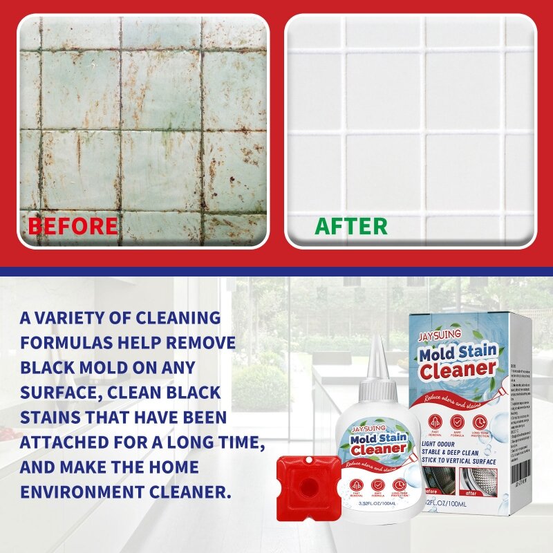 Removedor de moldes de Gel para el hogar, limpiador de moldes para lavadora, sellador de azulejos, lechada, removedor de manchas de baño, 100ml