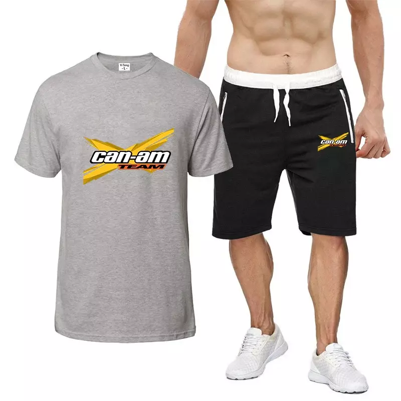 CAN-AM BRP 2024 męskie nowe wysokiej jakości nadruki sportowe modne koszulki z krótkim rękawem + szorty Harajuku zestawy dwuczęściowe
