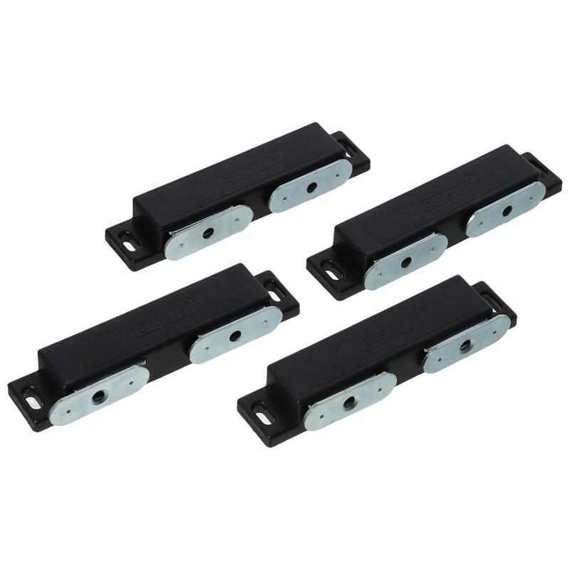 Clip magnético de plástico ABS para puerta de armario, Pestillos dobles de agarre, color negro, 4 piezas, 95x19mm