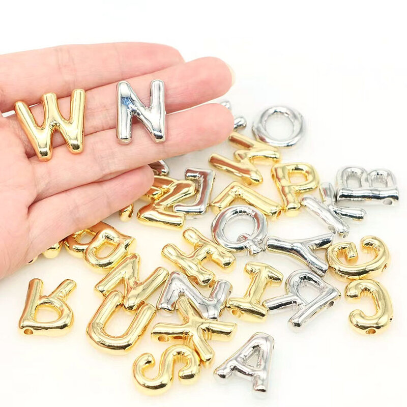 Bubble Letter Necklace Balloon Initial Necklaces for Women Girls Chunky Alphabet A-Z Name Pendant Collar Charm DIY Jewelry Gifts