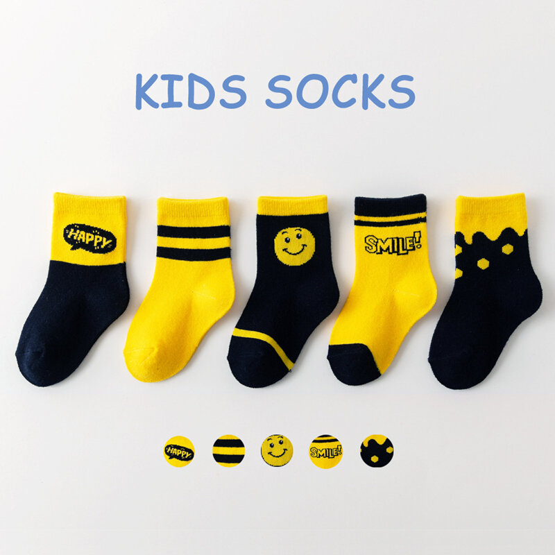 Calcetines cortos de algodón con rayas para niños, ropa para niños de 1 a 10 años, 5 par/lote