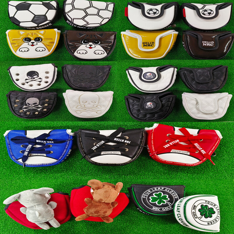 Cubiertas de mazo de Golf Putter, cierre de cinta magnética/mágica, cuero sintético, varios estilos, Panda, gato, Akita, duradero, suave