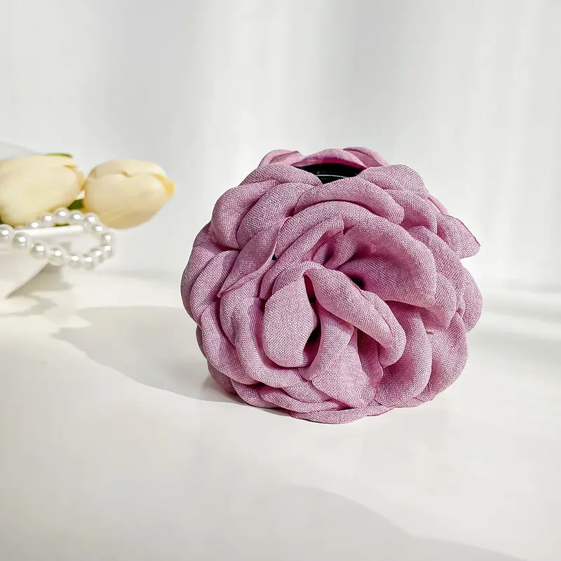 YHJ tiga dimensi bunga mawar cakar rambut buatan tangan kain bunga ambil klip rambut hiu manis klip aksesoris rambut untuk wanita