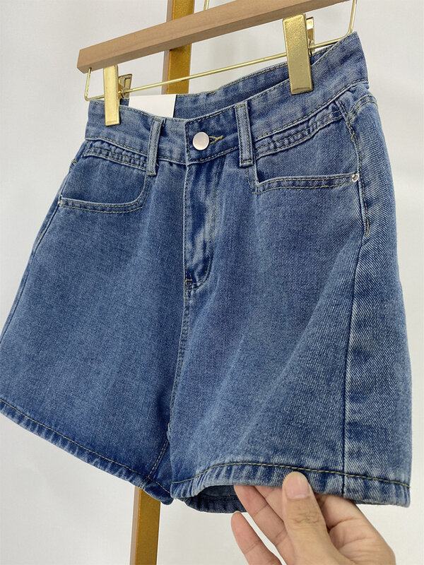 Pantaloncini a vita alta da donna Y2k Streetwear Casual Vintage Baggy Blue Shorts stile coreano moda Harajuku anni '90 pantaloni corti estivi