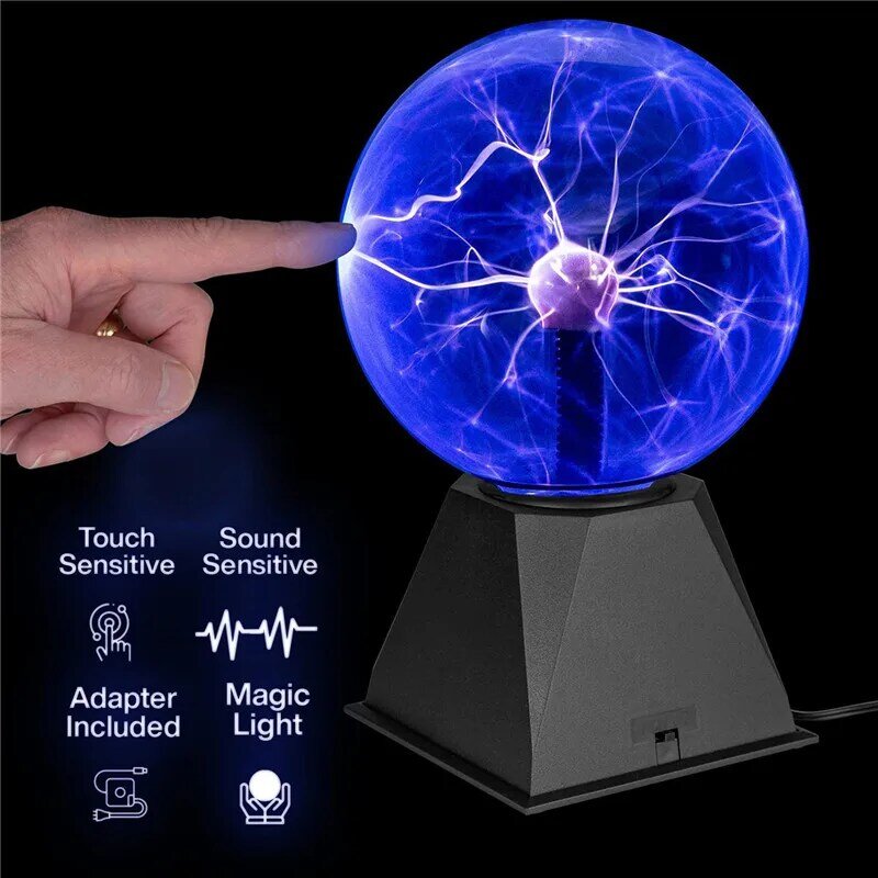 Novelty Magic Crystal Plasma Ball Touch Lamp 3/6/8Inch Voice Control LED Night Light Kid Birthday Christmas Gift Decor Lighting