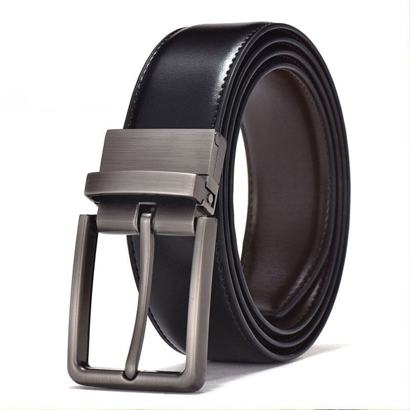 Cinturón estrecho y fino de piel auténtica para hombre y mujer, cinturón versátil de doble cara, Color café y negro, ideal para viajes de negocios, 3,3 cm
