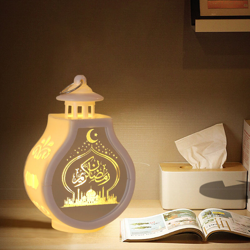 Lentera dekoratif Ramadan, lampu bintang bulan bertenaga baterai, ornamen lampu Lebaran Mubarak, dekorasi pesta Muslim Islami