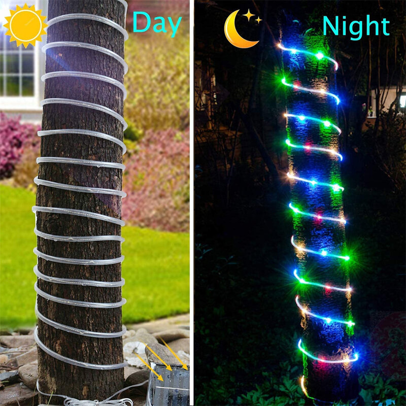 10M/20M/30M luci a striscia di corda ad energia solare corda a tubo impermeabile ghirlanda corde di illuminazione fata per giardino interno esterno natale