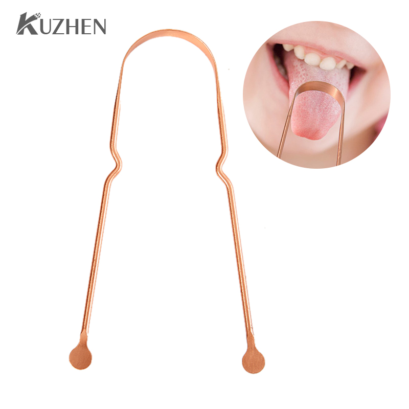 1Pc Simple Copper Tongue Scraper Cleaner Fresh Breath Dental Cleaning Health Oral Care Hygiene Tools
