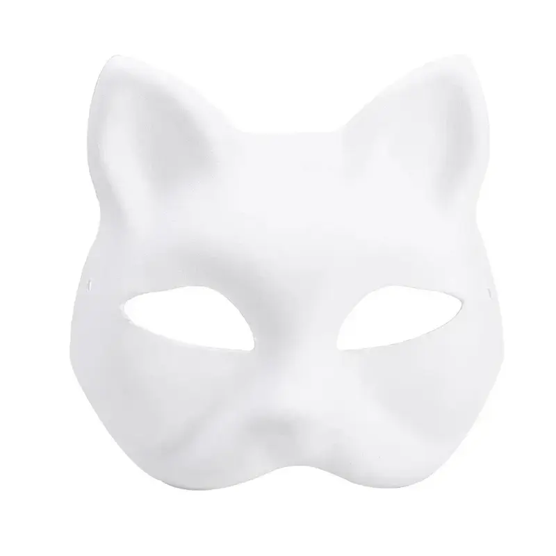 5/3/1 Stuks Papier Blanco Witte Halloween Cosplay Kat Diy Forface Paintable Paar Half Dier Maché Party Mardiup Ambacht