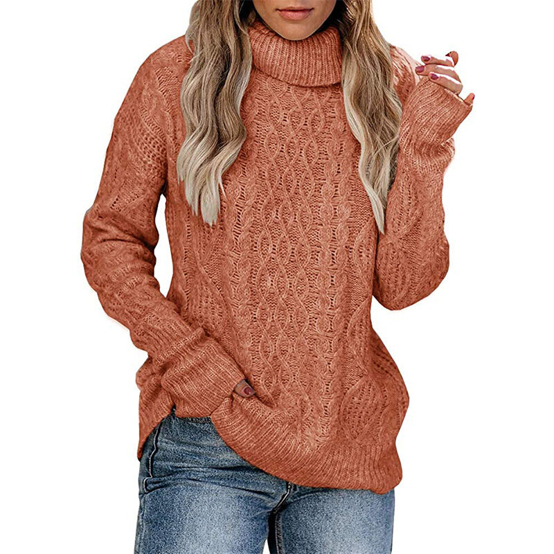 Women's Knitwear 2023 Spring And Autumn New High-Neck Europe And The United States Fashion Solid Color Plus Size Knitwear