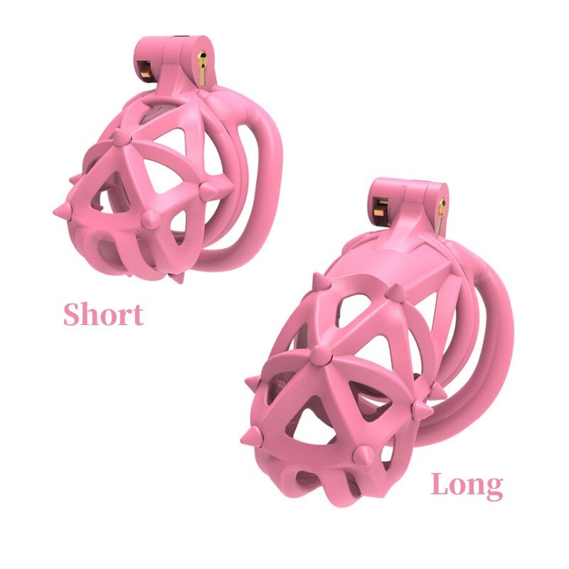 2024 New Pink rimovibile Spike castità gabbia lunga/corta con 4 dimensioni anello del pene blocco del pene maschio prodotti per adulti coppie Erotica 18