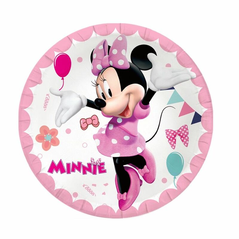 Украшения для дня рождения и вечеринки Минни Маус, одноразовая посуда для девочек, чашки-шары, тарелки, скатерть, воздушный шар, Детские праздничные принадлежности