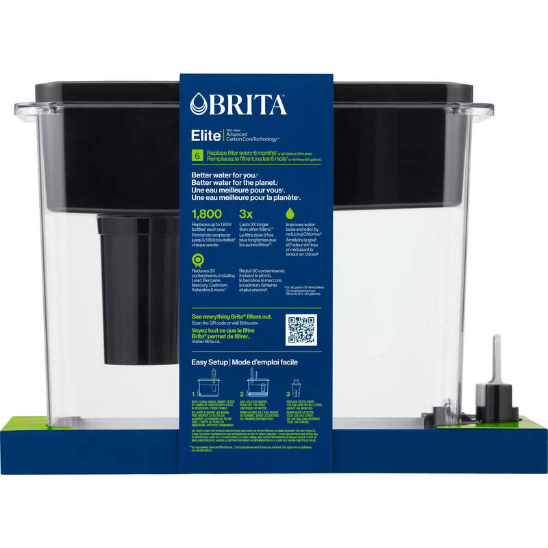 Brita Ultramax Polystyrene 27-Cup Black Water Filter Dispenser, with Elite Filter