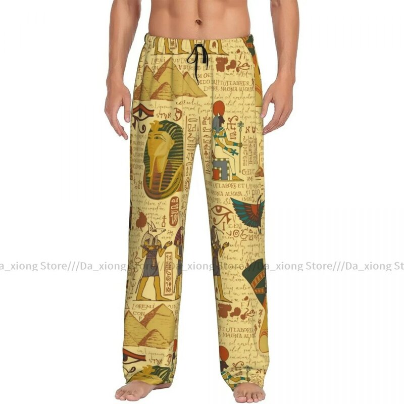 Męskie spodnie do spania Męskie spodnie do spania Męskie spodnie od piżamy z motywem starożytnego Egiptu