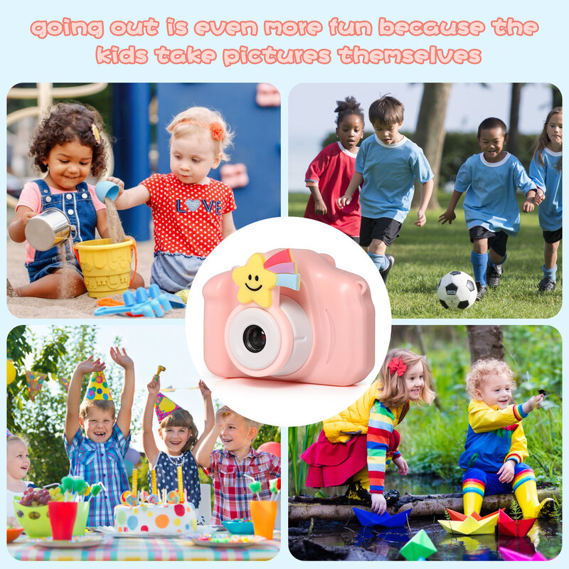 Mainan kamera anak, mainan kamera anak-anak Mini 8MP layar HD 1080P, kamera Digital, foto Video, hadiah ulang tahun Natal