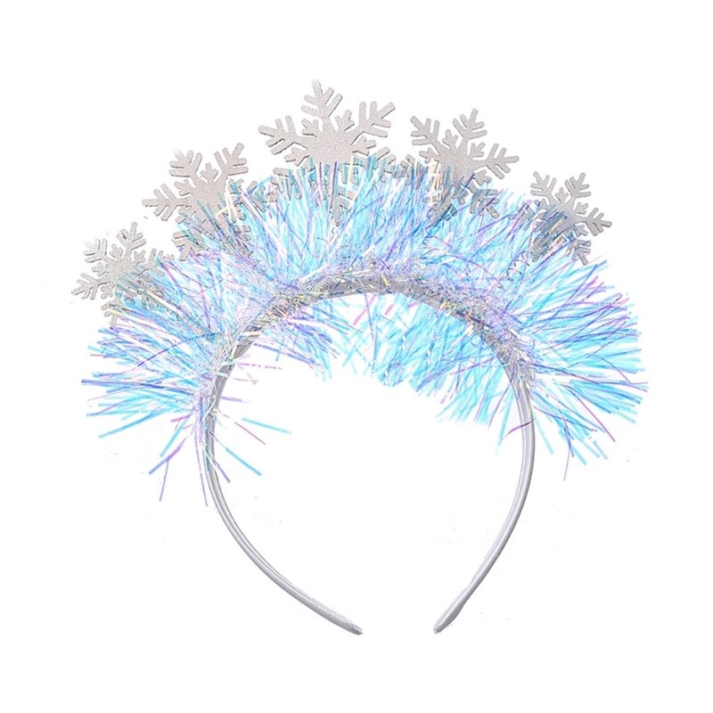 Adult Teens Tinsels Headband Snowflake Shape Hair Hoop Carnivals Party Headpiece Prom Party Cosplay Costume Props