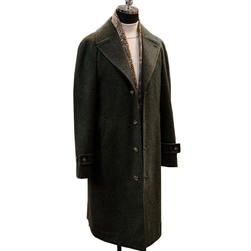 Jesienny ciepły długi płaszcz męski Slim Fit długi jednorzędowy płaszcz biurowy wełniana kurtka na zamówienie tylko marynarka