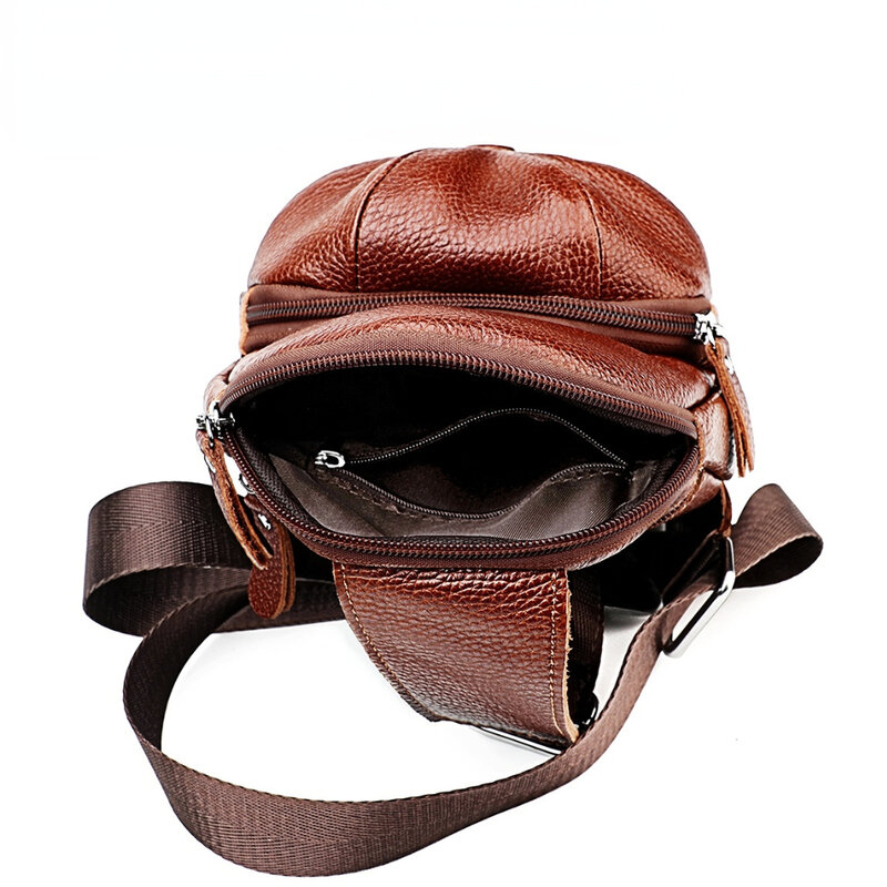 Fashion Versatile Cowl Leather Shoulder Messenger Bag Genuine Leather Men's Chest Bag