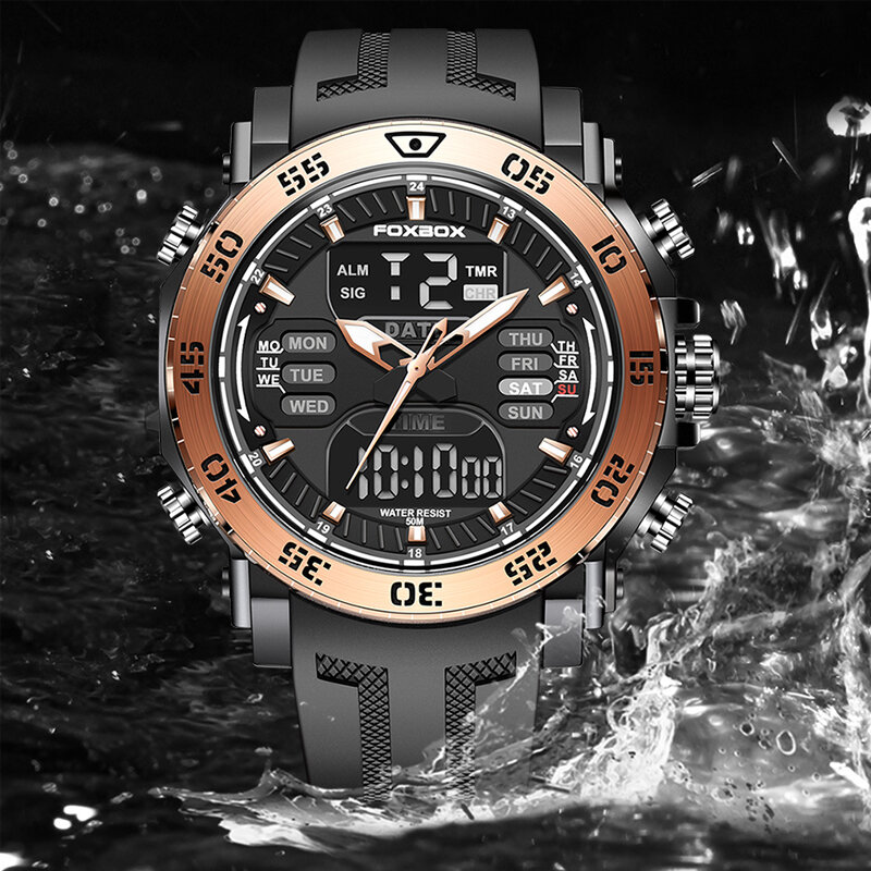 2023 LIGE Sport Men Quartz Digital Watch Criativo Mergulho Relógios Homens Relógio À Prova D' Água Esporte Dual Display Relógio Relogio Masculi