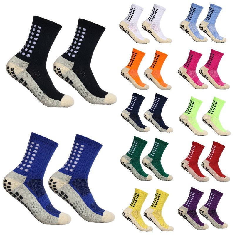 Chaussettes coordonnantes en silicone pour le sport, absorbant la transpiration, respirantes, semelle de football, neuves, 4 paires
