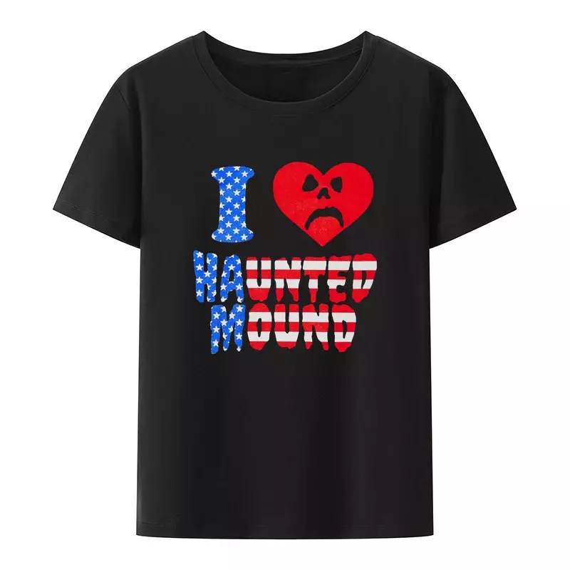 T-shirt manches courtes col rond femme, humoristique, en forme de cœur, sémataire, I Love Haunted Mound Man, tendance populaire