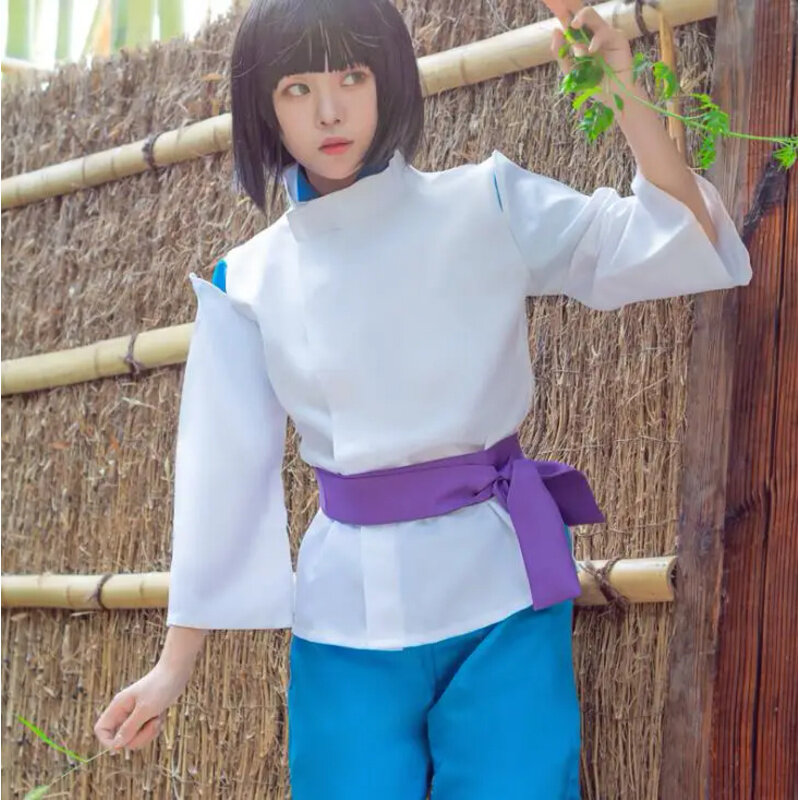 Classic Spirited Away Sen to Chihiro no Kamikakushi White Dragon Haku Nigihayami Kohakunushi Kimono Uniform Cosplay Costume
