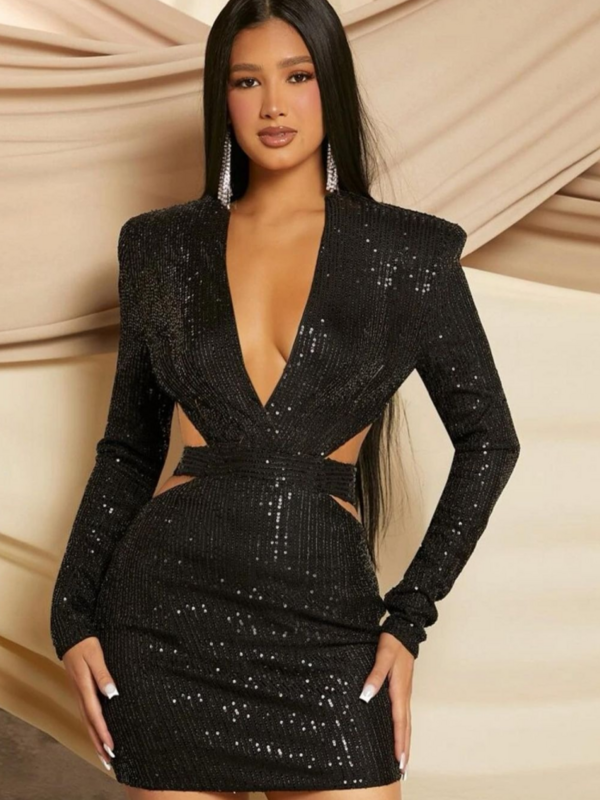 Bkld schwarzes Kleid neue tiefe V-Ausschnitt offene Rücken Schnürung aushöhlen sexy Wickel Hüfte kurze Kleider Nachtclub Outfits für Frauen
