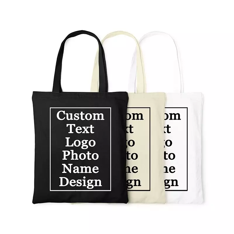 Bolso de lona personalizado para mujer, bolsa de hombro grande, de diseñador, de compras, informal, de comestibles, de tela personalizable
