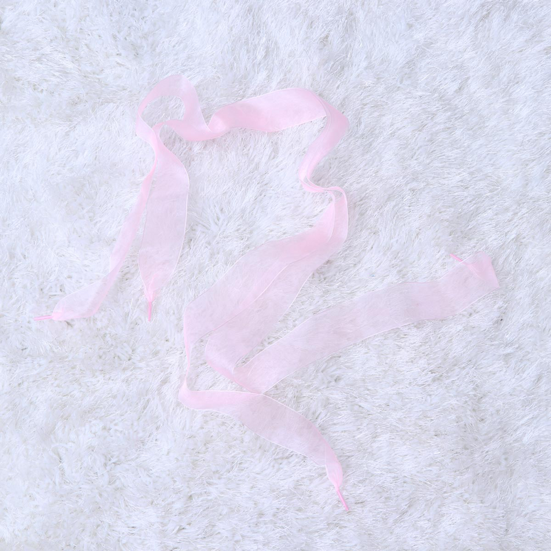 Sepatu renda pita sutra merah muda untuk pesta dansa sepatu Perempuan lebar transparan