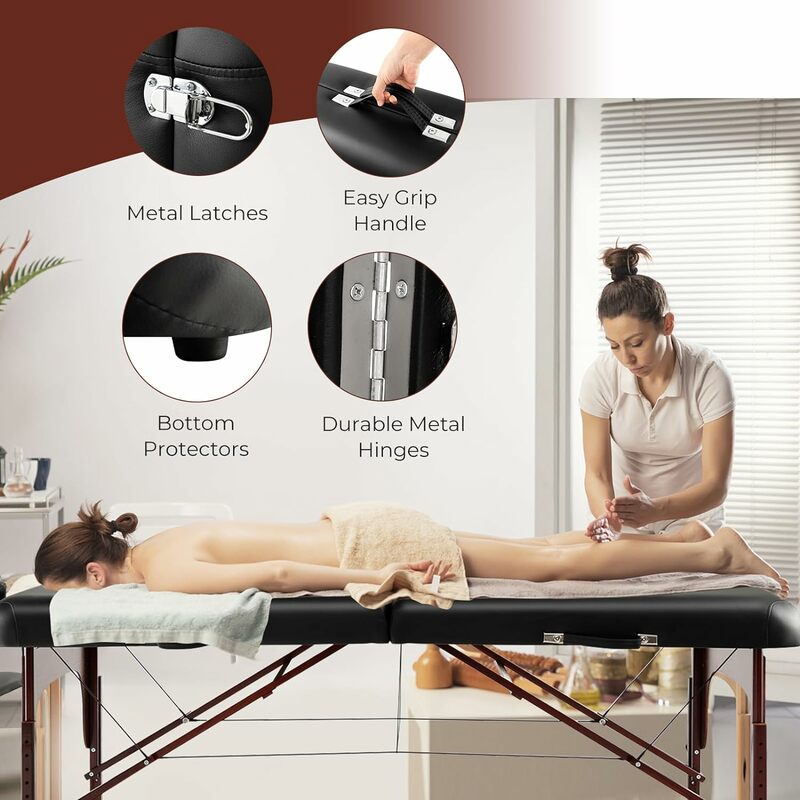 Tragbarer Massage tisch 84 Zoll, klappbares Wimpern bett mit Premium-Beinen aus Schaumstoff und Buchenholz, profession eller Spa-Salon-Bett koffer für Schönheit